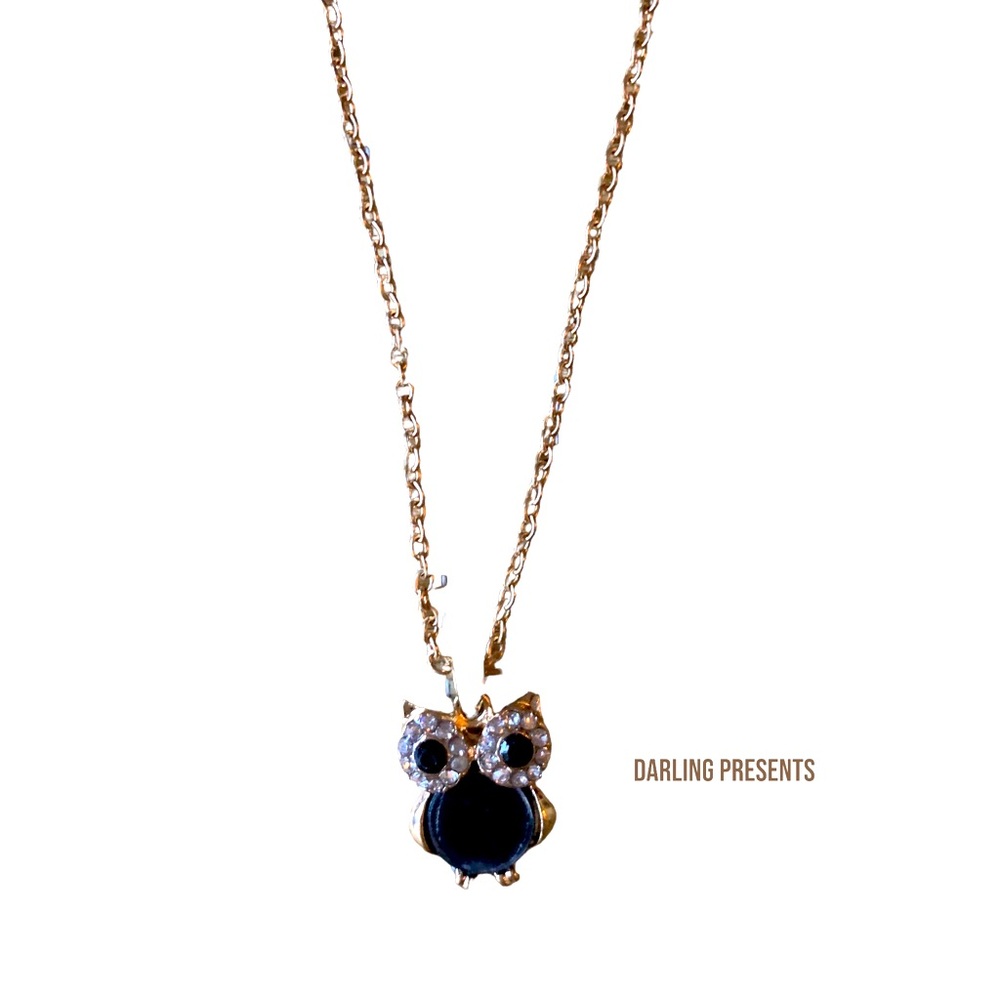 Owl pendant Necklace Women/Girls Color Black & Gold